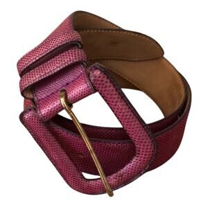 Linda Allard Ellen Tracy Genuine Snakeskin Belt Purple Textured Leather Medium